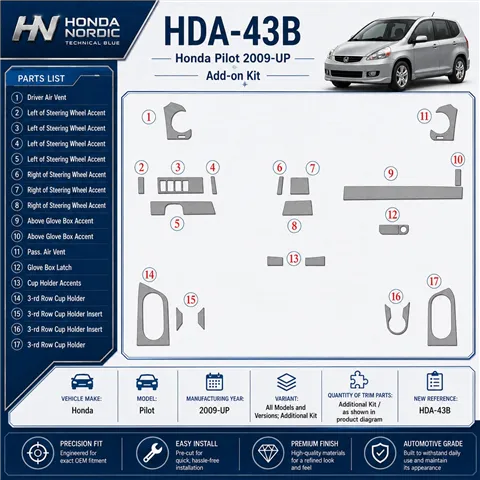 Honda Pilot 2009-in poi additional kit rivestimento cruscotto e interni 3D