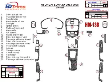 Hyundai Sonata 2002-2005 For Manual Gear Box Cruscotto BD Rivestimenti interni