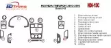 Hyundai Tiburon 2003-2005 Basic Set, 16 Parts Mascherine sagomate per rivestimento cruscotti 