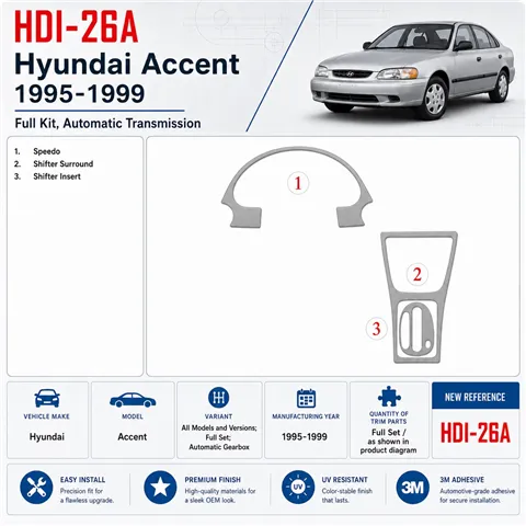 Hyundai Accent 1995-1999 set completo; cambio automatico kit rivestimento cruscotto e interni 3D