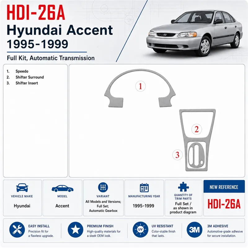 Hyundai Accent 1995-1999 set completo; cambio automatico kit rivestimento cruscotto e interni 3D