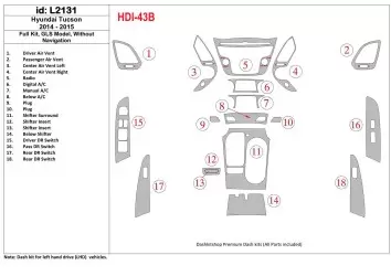 Hyundai Tucson 2014-2015 Full Set, c NAVI, Limited Model Cruscotto BD Rivestimenti interni