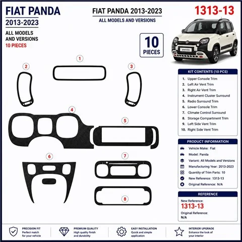 Fiat Panda 2013-2023 kit cruscotto 3D, 10 pezzi 2