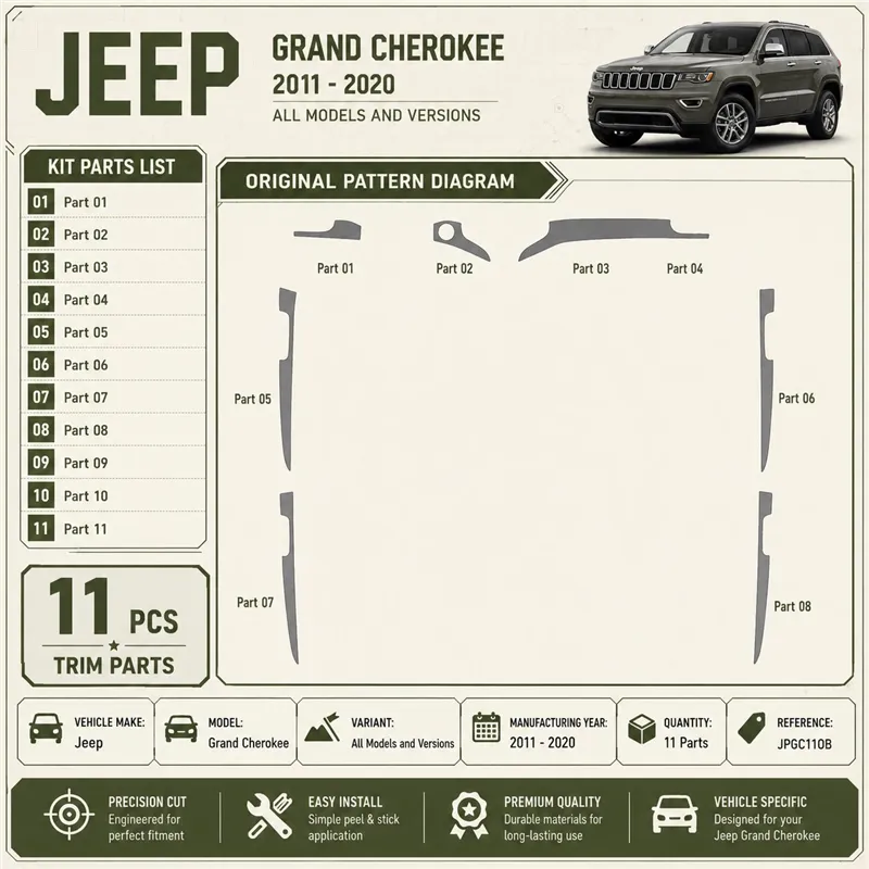 Jeep Grand Cherokee 2011-2020 kit rivestimento cruscotto e interni 3D 11 pezzi