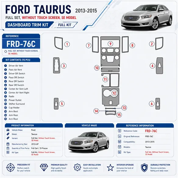 Ford Taurus 2013-in poi set completo; senza touch screen; SE Model kit rivestimento cruscotto e interni 3D