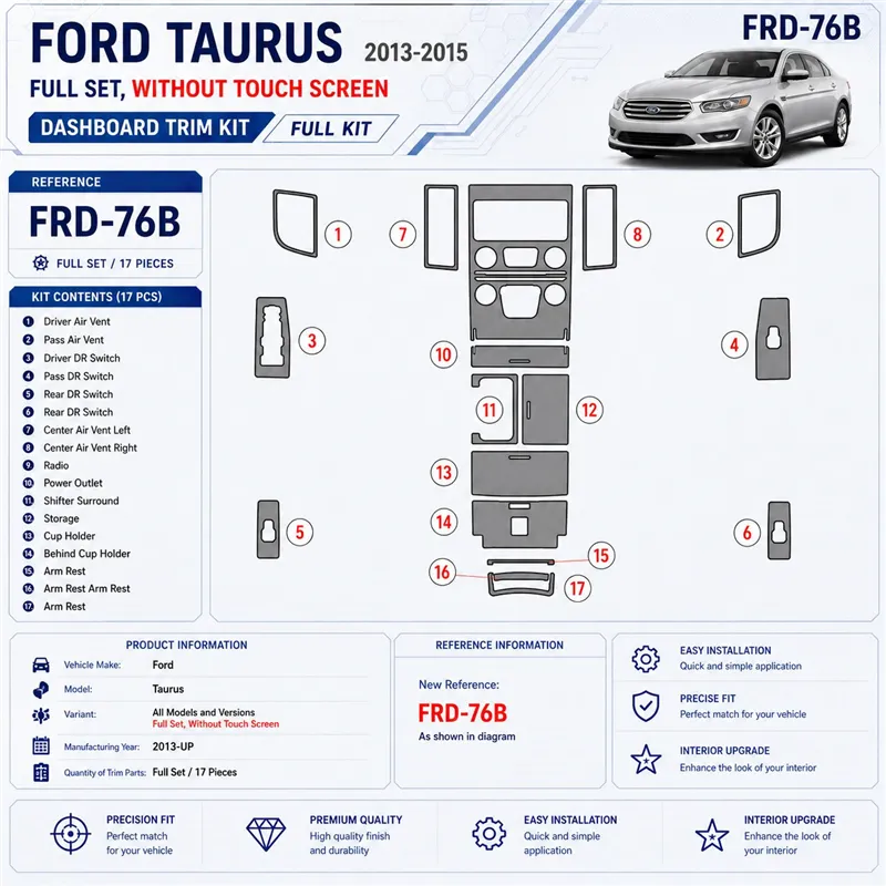 Ford Taurus 2013-in poi set completo; senza touch screen kit rivestimento cruscotto e interni 3D