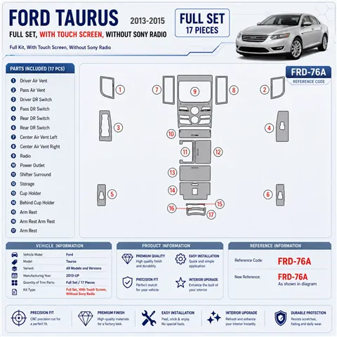 Ford Taurus 2013-in poi set completo; con touch screen; senza Sony Radio kit rivestimento cruscotto e interni 3D