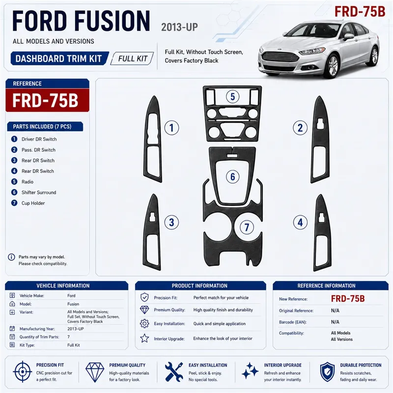 Ford Fusion 2013-in poi set completo; senza touch screen; sopra interni principali OEM kit rivestimento cruscotto e interni 3D