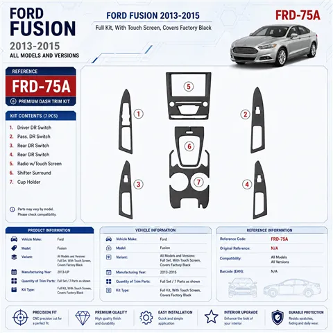 Ford Fusion 2013-in poi set completo; con touch screen; sopra interni principali OEM kit rivestimento cruscotto e interni 3D