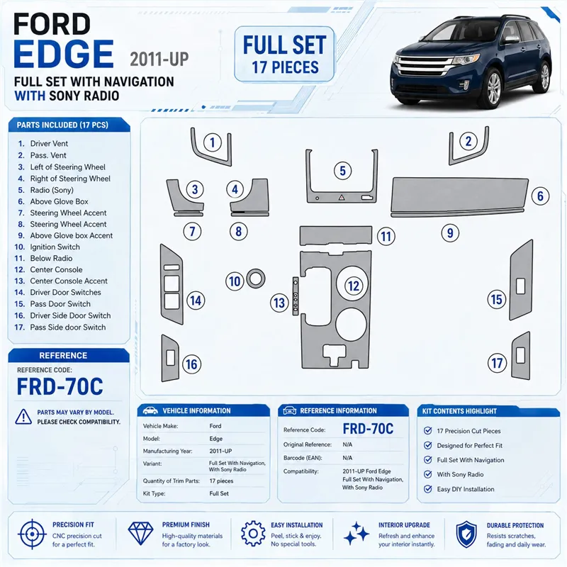Ford Edge 2011-in poi set completo; con navigatore; con Sony Radio kit rivestimento cruscotto e interni 3D