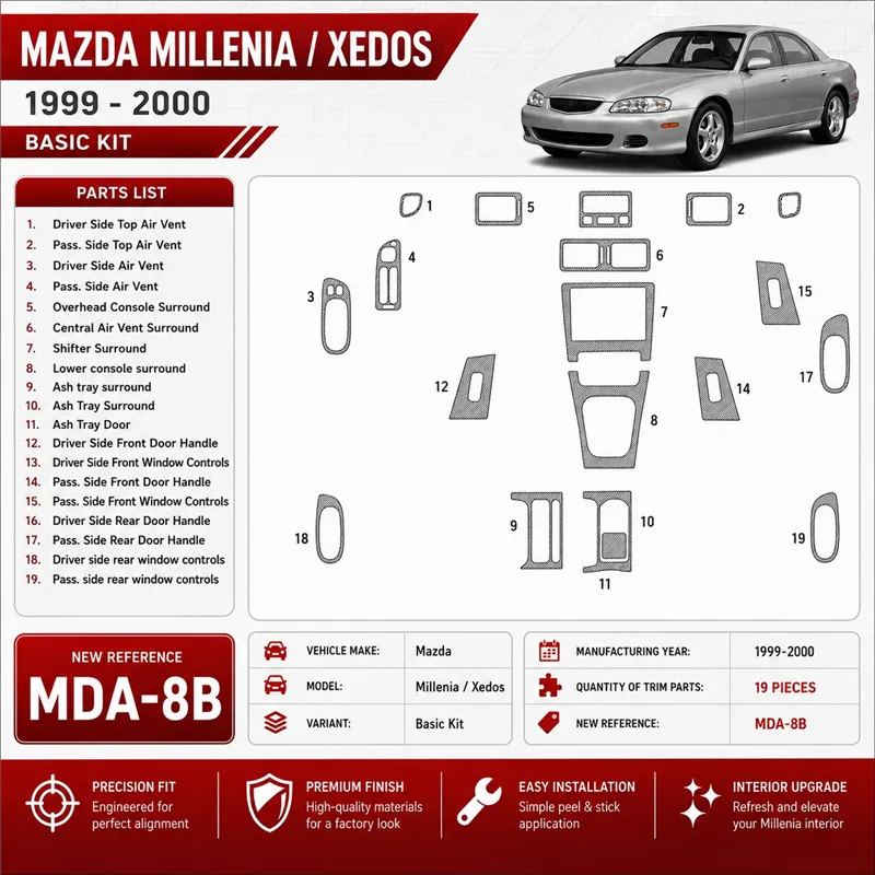 Mazda Milenia 1999-2000 Basic Set; senza OEM kit rivestimento cruscotto e interni 3D 19 pezzi