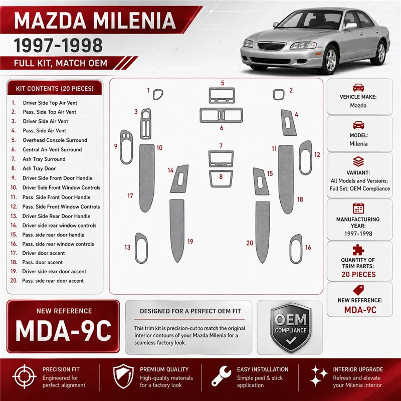 Mazda Milenia 1997-1998 set completo; OEM Compliance kit rivestimento cruscotto e interni 3D 20 pezzi