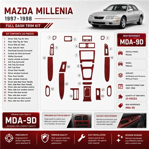 Mazda Milenia 1997-1998 senza Fabric kit rivestimento cruscotto e interni 3D 23 pezzi