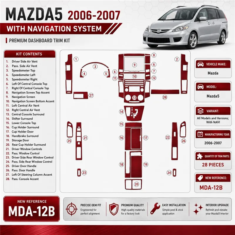 Mazda Mazda5 2006-2007 con navigatore kit rivestimento cruscotto e interni 3D