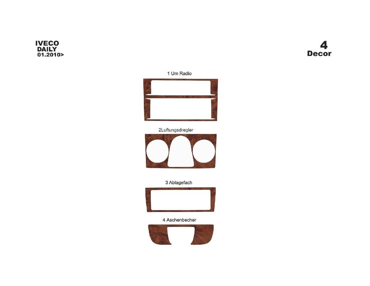Iveco Daily 01.2010 Kit Rivestimento Cruscotto all'interno del veicolo Cruscotti personalizzati 4-Decori