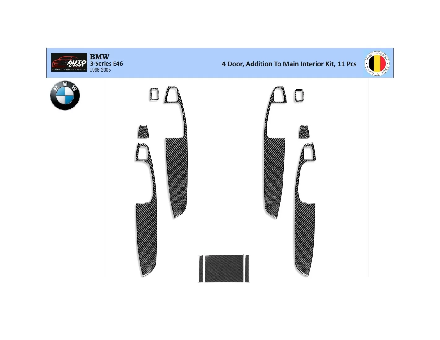 BMW 3 Series E46 04.98 - 12.04 Kit Rivestimento Cruscotto all'interno del veicolo Cruscotti personalizzati 11-Decori