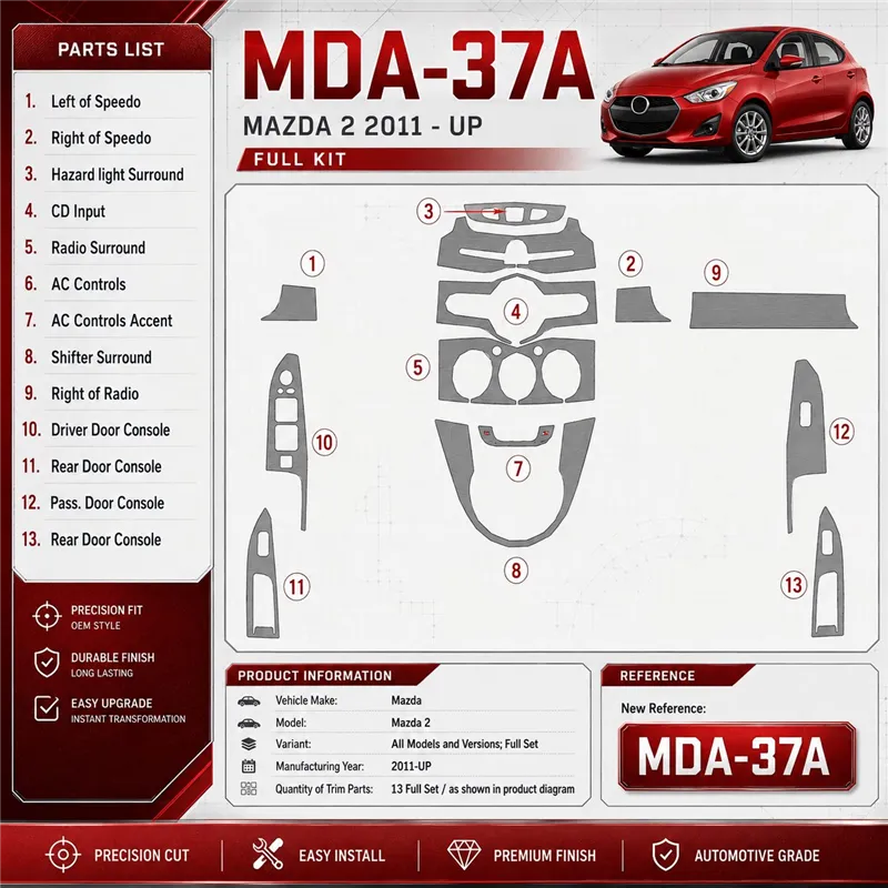 Mazda Mazda 2 2011-in poi set completo kit rivestimento cruscotto e interni 3D