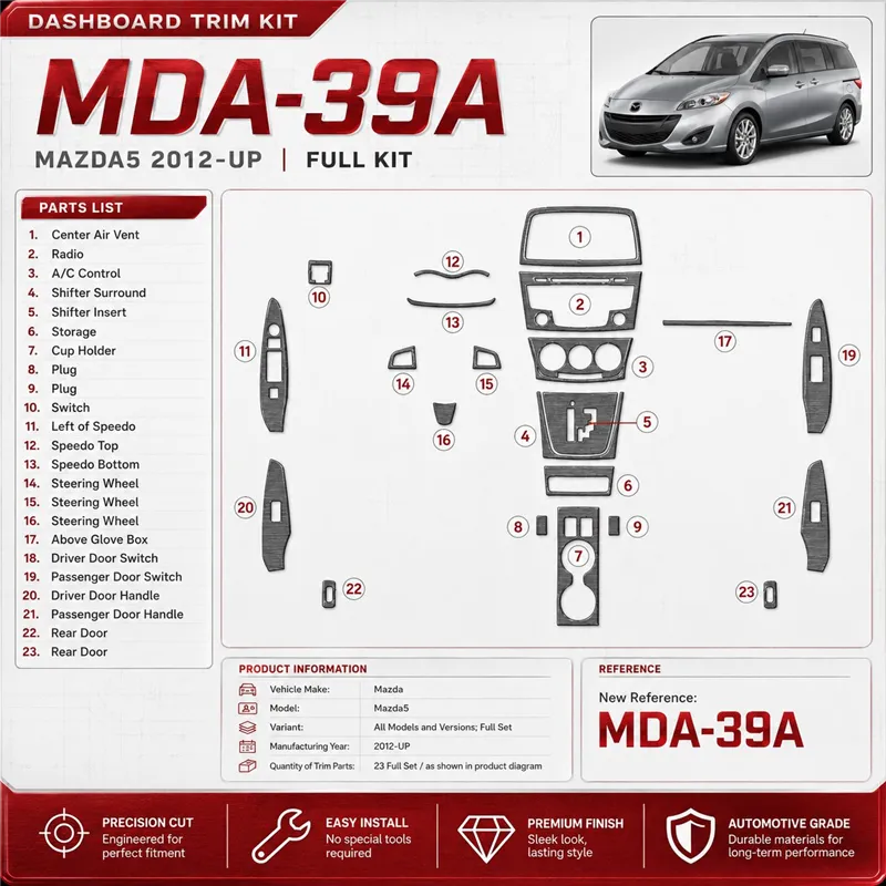 Mazda Mazda5 2012-in poi set completo kit rivestimento cruscotto e interni 3D