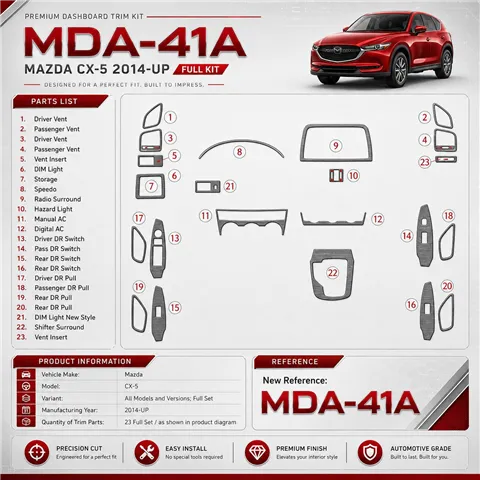 Mazda CX-5 2014-in poi set completo kit rivestimento cruscotto e interni 3D