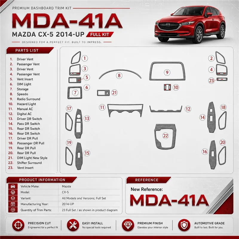 Mazda CX-5 2014-in poi set completo kit rivestimento cruscotto e interni 3D