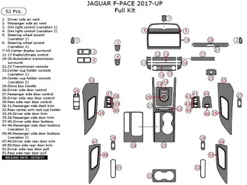 Jaguar F-PACE 2017-UP Full Set Cruscotto Rivestimenti interni 52-pcs