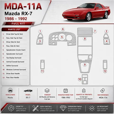Mazda RX-7 1986-1992 set completo kit rivestimento cruscotto e interni 3D