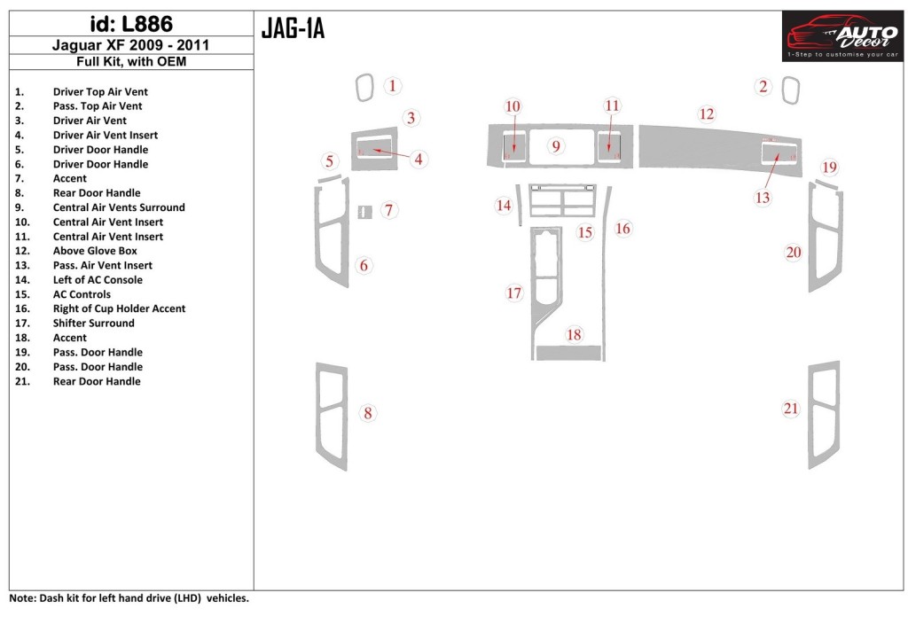 Jaguar S type 2004-UP Full Set, Automatic Gear Cruscotto BD Rivestimenti interni Jaguar S type 2004-UP Full Set, Automatic Gear Cruscotto BD Rivestimenti interni