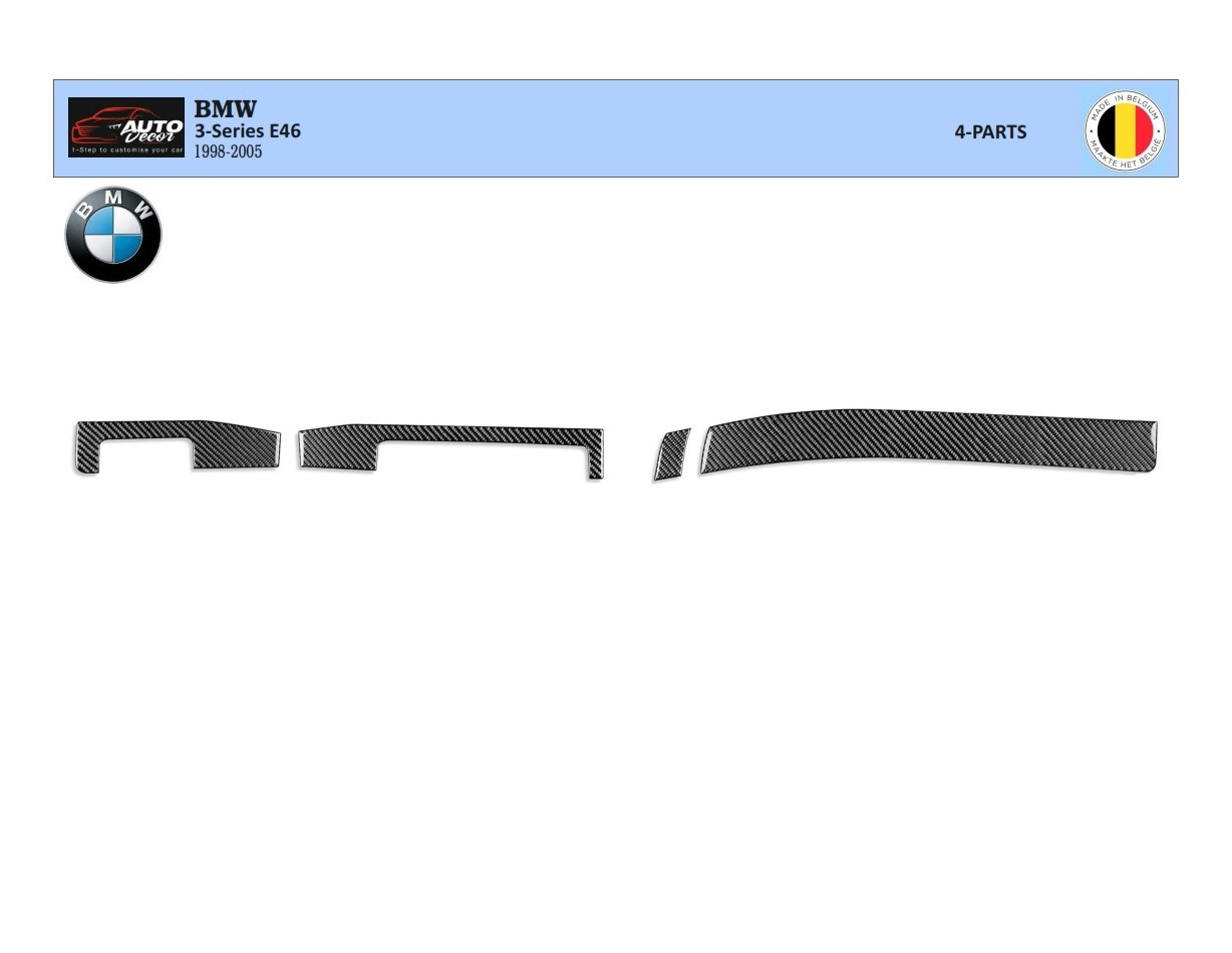 BMW Serie 3 E46 04.98-12.04 3D interno cruscotto Trim Kit Dash Trim Dekor 4-Parts