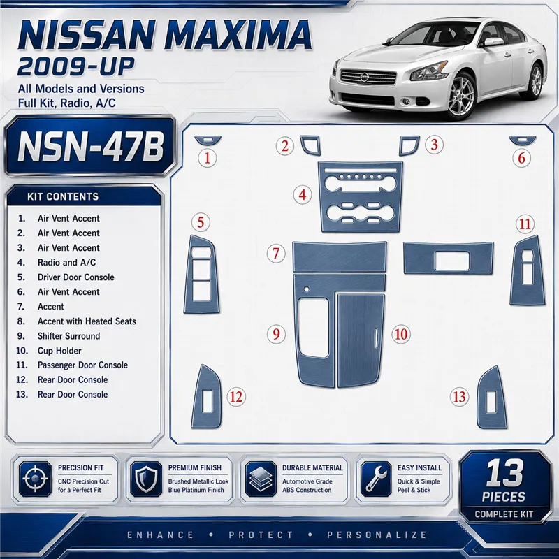 Nissan Maxima 2009-in poi set completo; Radio; A / C kit rivestimento cruscotto e interni 3D