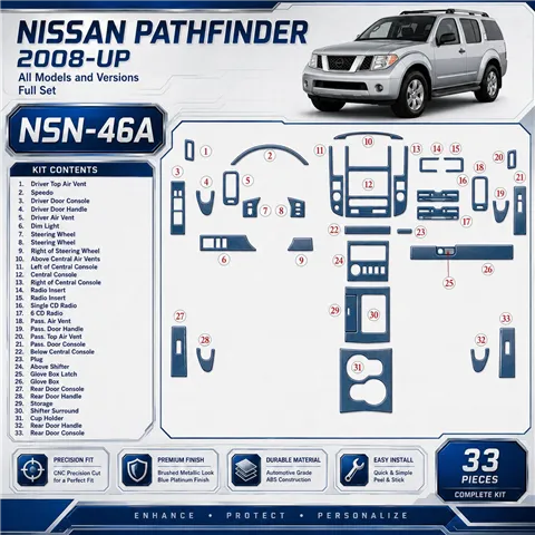 Nissan Pathfinder 2008-in poi set completo kit rivestimento cruscotto e interni 3D
