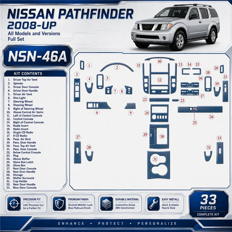 Nissan Pathfinder 2008-in poi set completo kit rivestimento cruscotto e interni 3D