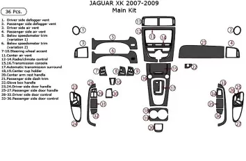 Jaguar XK 2007-2009 Full Set Cruscotto Rivestimenti interni 36-pcs