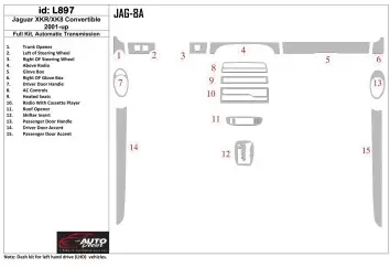 Jaguar XKR/XK8 2001-UP Full Set, Automatic Gear Cruscotto BD Rivestimenti interni