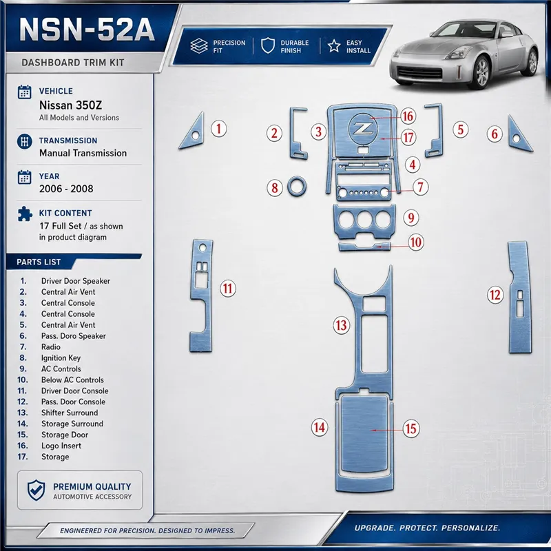 Nissan Z350 2006-2008 set completo; cambio manuale kit rivestimento cruscotto e interni 3D