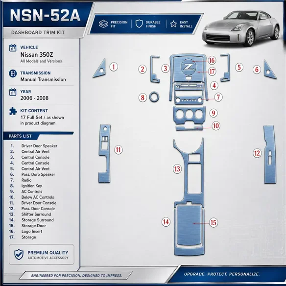 Nissan Z350 2006-2008 set completo; cambio manuale kit rivestimento cruscotto e interni 3D