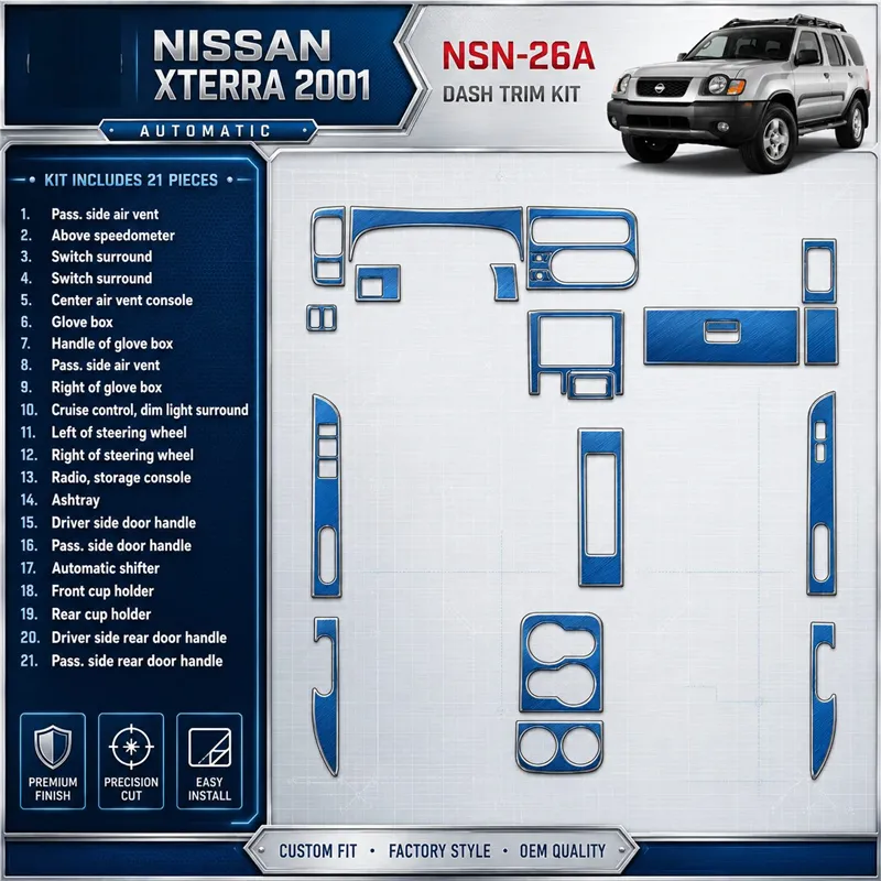 Nissan Xterra 2001-2001 cambio automatico kit rivestimento cruscotto e interni 3D 21 pezzi