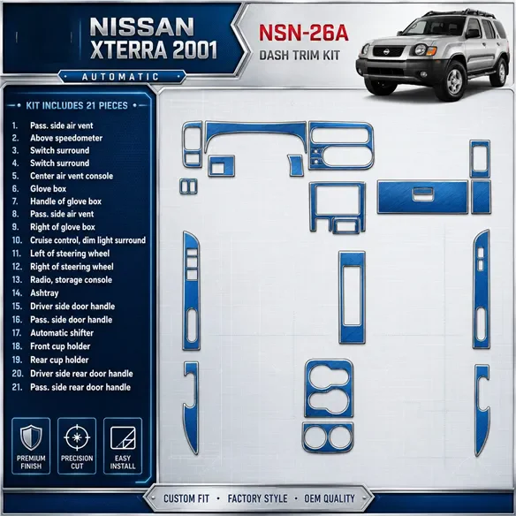 Nissan Xterra 2001-2001 cambio automatico kit rivestimento cruscotto e interni 3D 21 pezzi