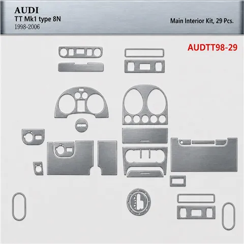 Audi TT 2001-2006 Soft Roof Coupe kit rivestimento cruscotto e interni 3D 29 pezzi
