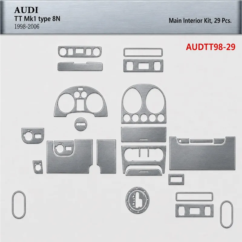 Audi TT 2001-2006 Soft Roof Coupe kit rivestimento cruscotto e interni 3D 29 pezzi