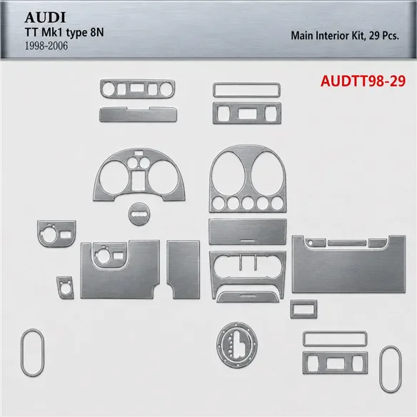 Audi TT 2001-2006 Soft Roof Coupe kit rivestimento cruscotto e interni 3D 29 pezzi