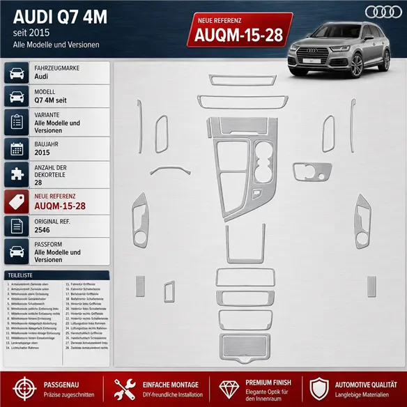 Audi Q7 4M seit 2015 kit rivestimento cruscotto e interni 3D 28 pezzi