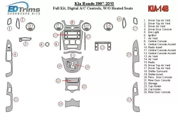 Kia Carens/Rondo 2007-UP Full Set, Automatic A/C Controls, W/O Heated Seats Cruscotto BD Rivestimenti interni