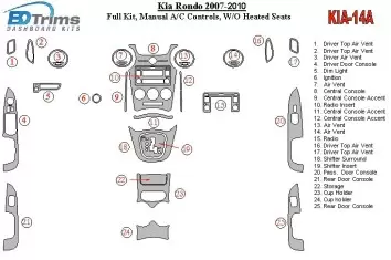 Kia Carens/Rondo 2007-UP Full Set, Manual Gearbox A/C Controls, W/O Heated Seats Cruscotto BD Rivestimenti interni