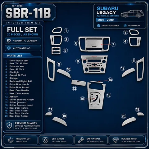 Subaru Legacy 2007-2009 set completo; cambio automatico; Automatic AC kit rivestimento cruscotto e interni 3D 2