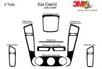Kia Cee'd 01.2007 Kit Rivestimento Cruscotto all'interno del veicolo Cruscotti personalizzati 8-Decori