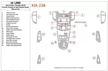 Kia Cerato 2010-2011 Full Set, With Heating and Without Seats Heating, Climate-Control Cruscotto BD Rivestimenti interni