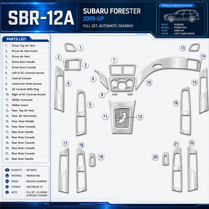Subaru Forester 2009-in poi set completo; cambio automatico kit rivestimento cruscotto e interni 3D