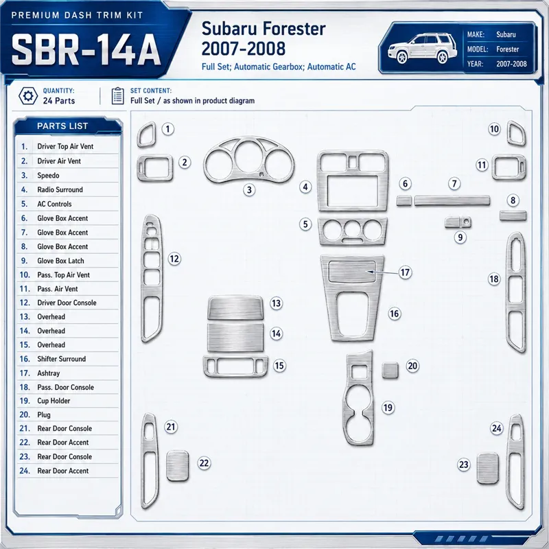Subaru Forester 2007-2008 set completo; cambio automatico; Automatic AC kit rivestimento cruscotto e interni 3D