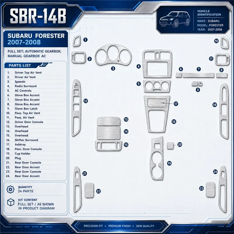 Subaru Forester 2007-2008 set completo; cambio automatico; cambio manuale AC kit rivestimento cruscotto e interni 3D