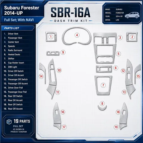 Subaru Forester 2014-in poi set completo; con navigatore kit rivestimento cruscotto e interni 3D 2